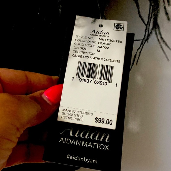 Aidan by Aidan Mattox Feather Capelet - Picture 4 of 4